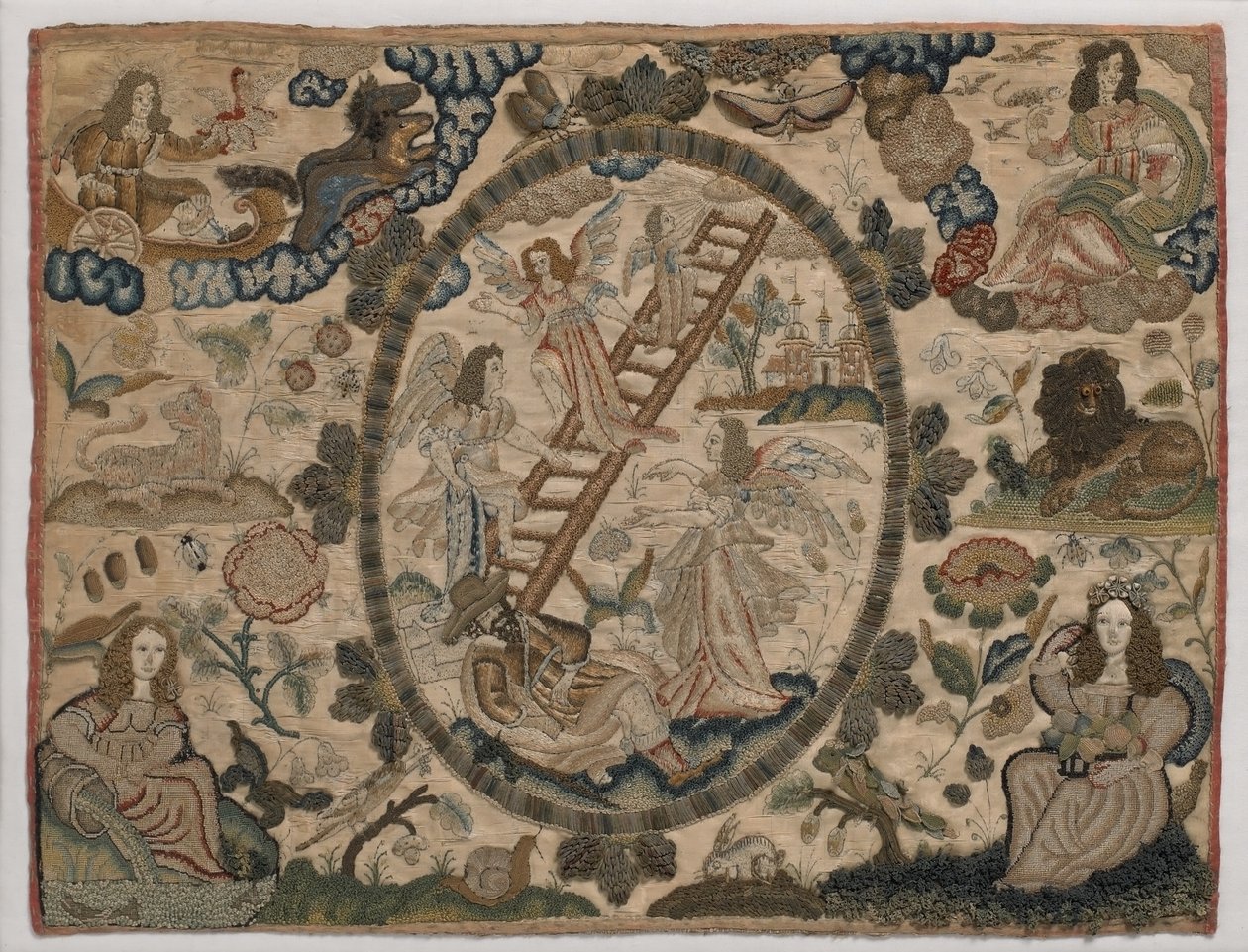 Jacobs Ladder, urembeshaji wa hariri ulioinuliwa, c.1660 (upambaji wa hariri)swed av English School