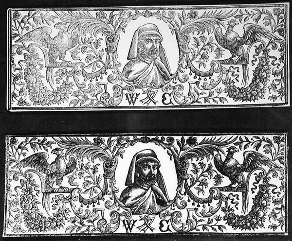 Porträtt av William Caxton (ca 1422-91) av English School