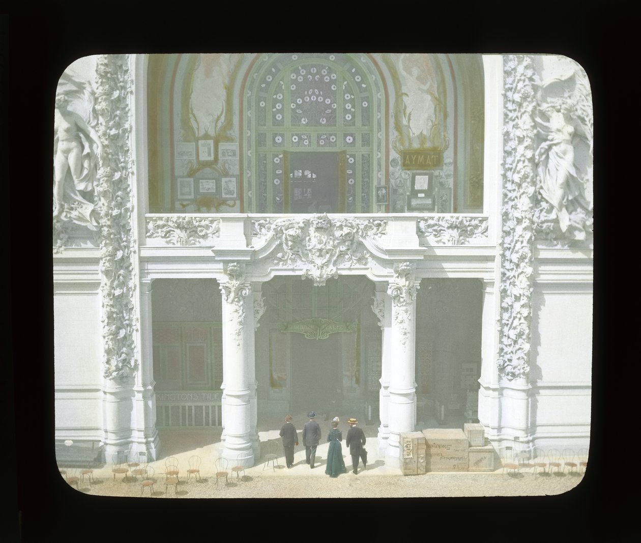 Parisutställning: Palace of Decorative Arts, Paris, Frankrike, 1900 (lanternbild) av French Photographer