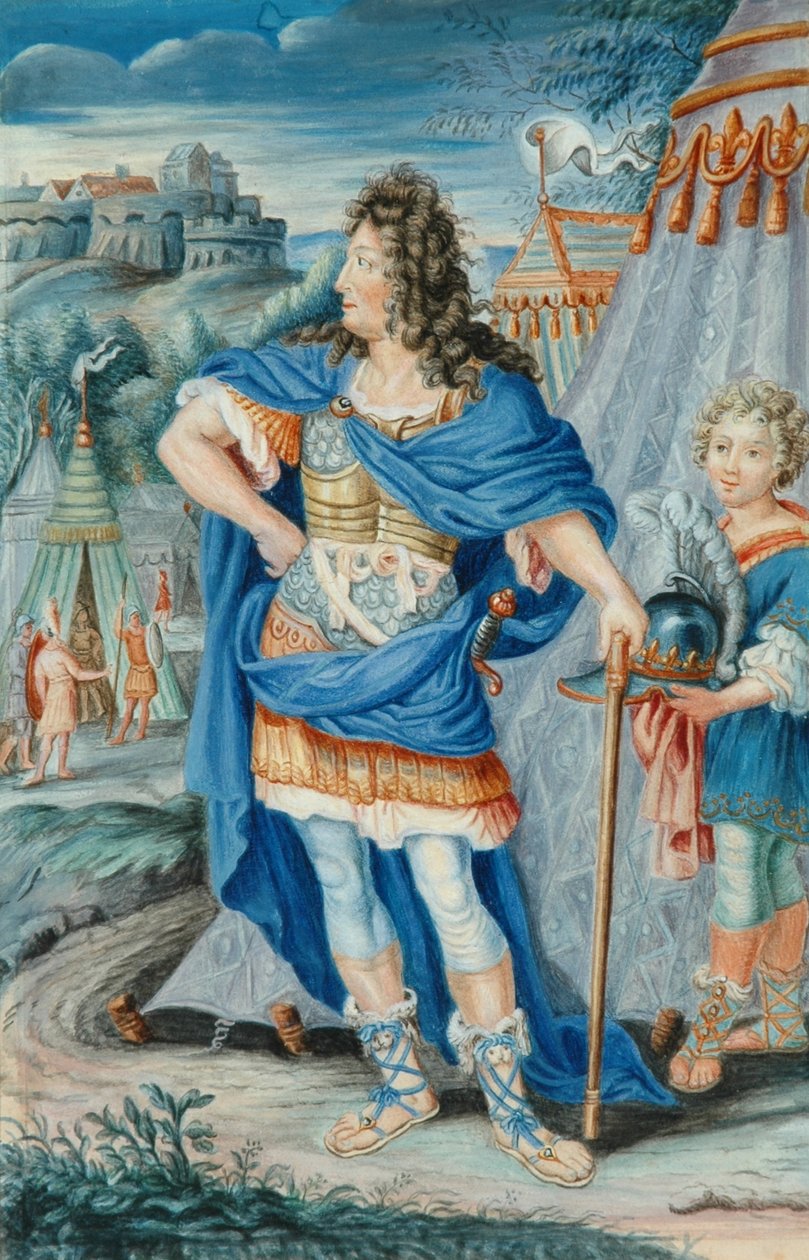 Fransk ädel i medeltida kostym (tempera) av French School