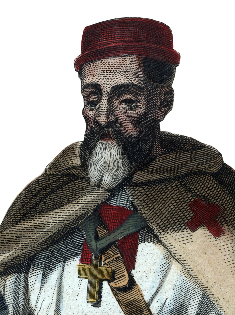 Porträtt av Jacques av Molay (Molai) (1243-1314), Tempelriddarnas stormästare. av French School