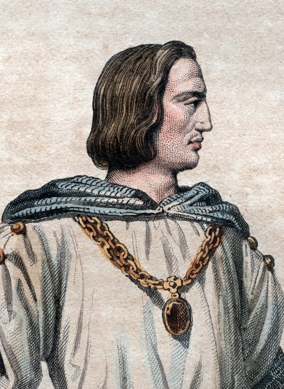 Porträtt av Filip II Augustus (1165-1223), kung av Frankrike. av French School