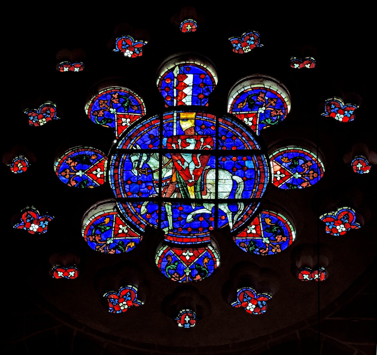 Rosenfönster föreställande Simon de Montfort, Chartres katedral av French School