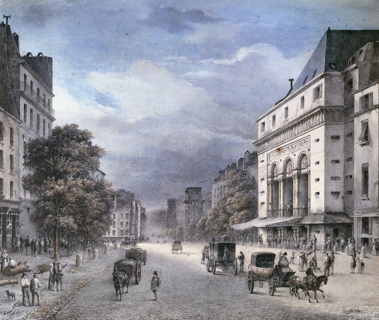 Teatern i Porte Saint-Martin, Paris, c.1840 av French School