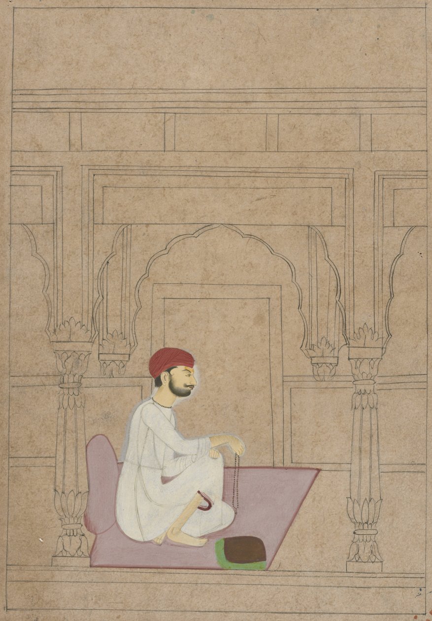 Mediterande asketiker, ca 1730 (gouache och bläck på papper) av Indian School