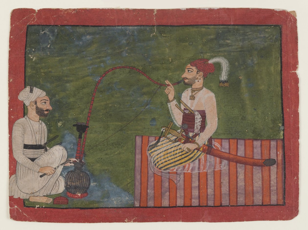 Porträtt av en prins, ca 1700-1710 (ogenomskinlig wc på papper) av Indian School