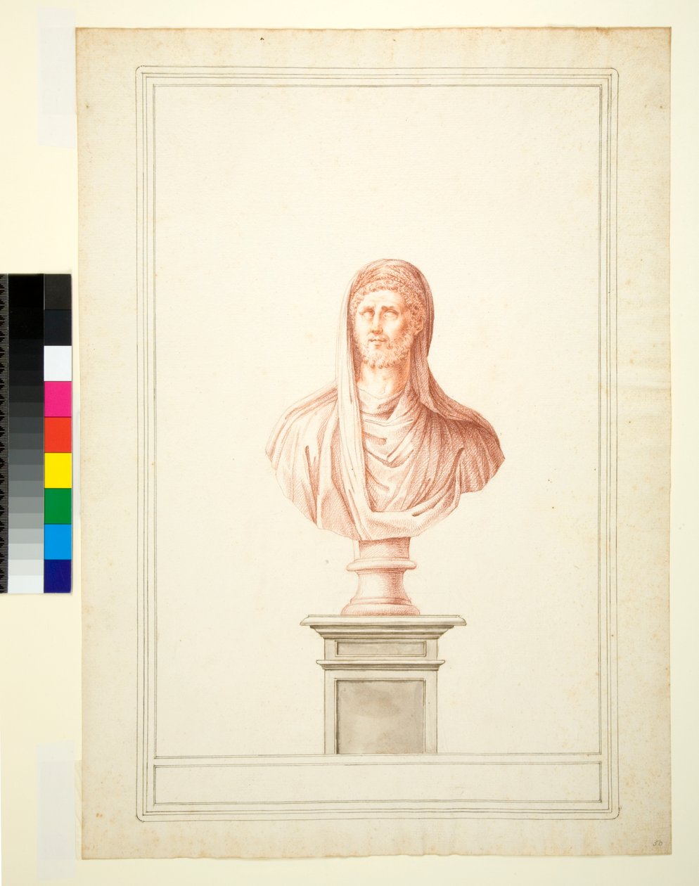 Byst, 1700-1750 (röd krita) av Italian School