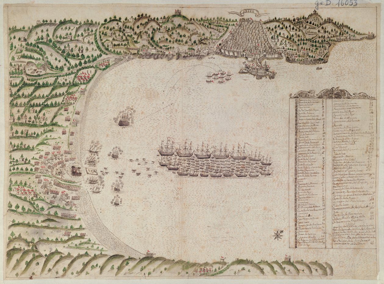 A Battle at Algiers (penna & bläck och wc på papper) av Spanish School