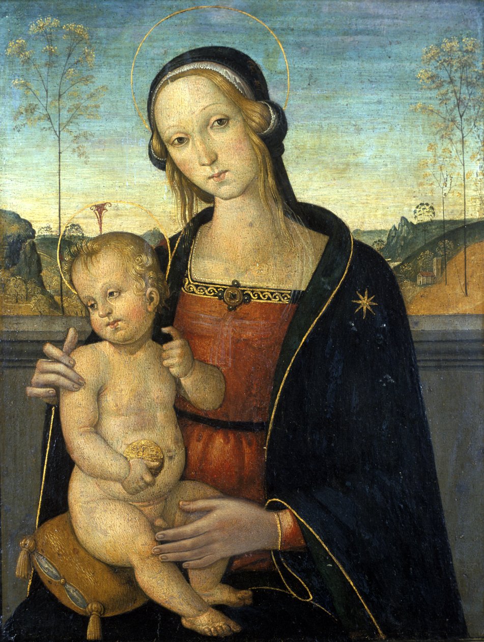Madonna och barn, ca 1500 (tempera på trä) av Tiberio dAssisi