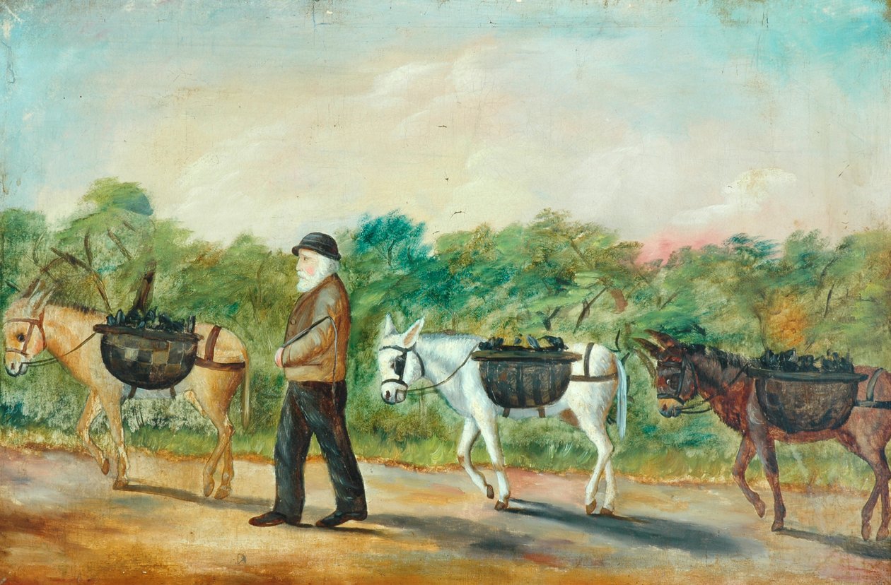 Kultransport ind til Shibden Valley, 1880 (oliemaleri) swed av Unknown