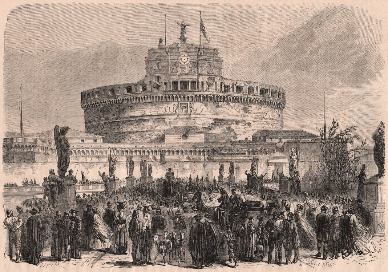 Vy över St. Angelo Castle (Castel SantAngelo) Rom, Italien av Unknown