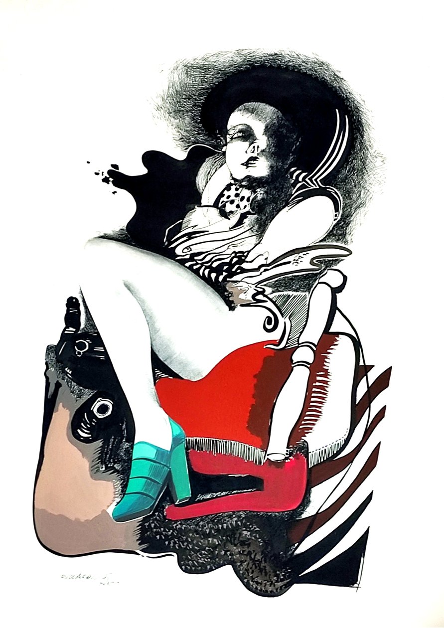 G. C. Riccardi, Utan titel, 1974, Tinte på papper, 40x70, Italien. av Gian Carlo Riccardi
