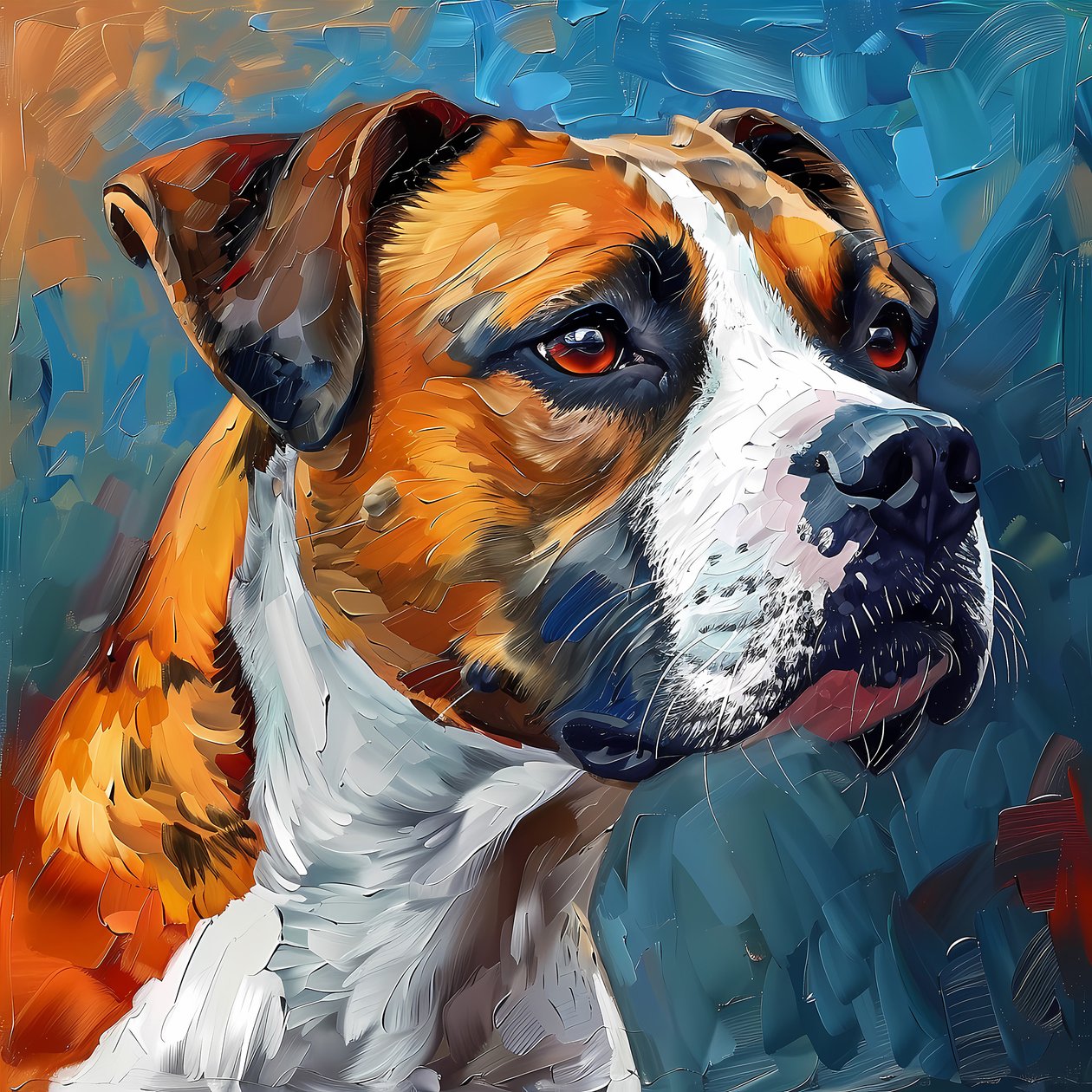 Målning av boxerhund , Posters på canvas, väggkonsttryck online av F. Abderrahim