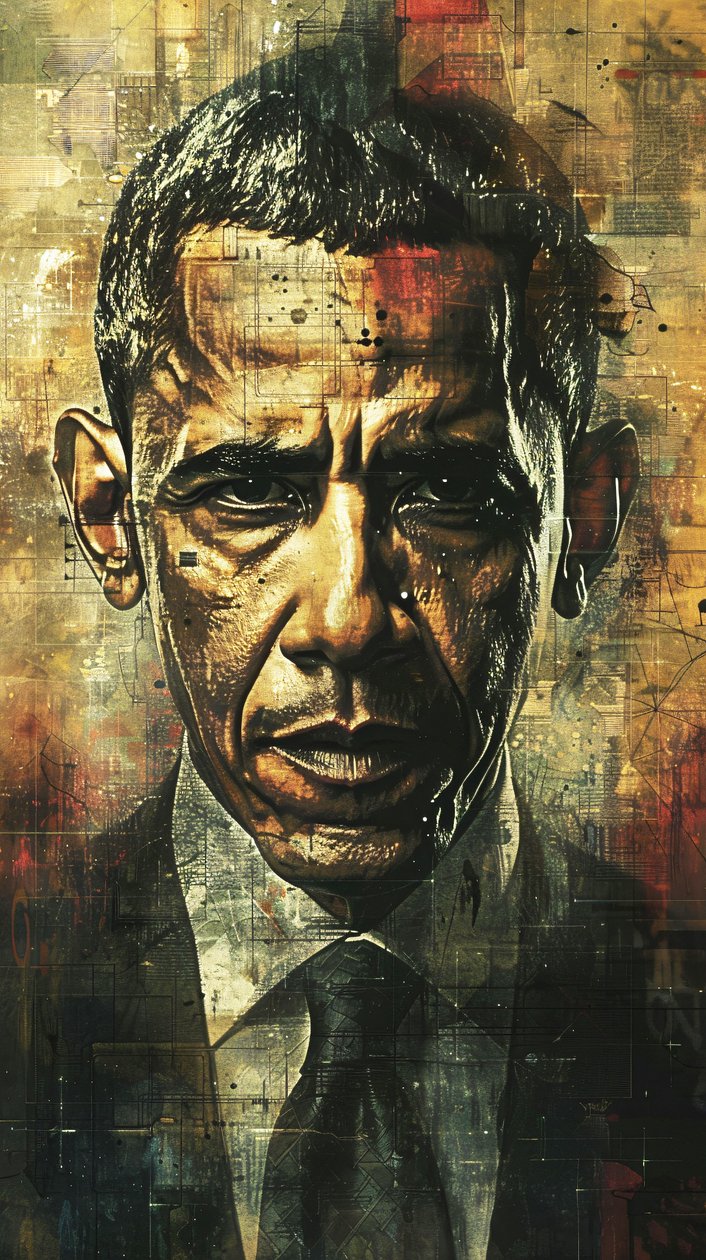 President Barack Obama Porträtt målning för väggkonst Tryck av F. Abderrahim