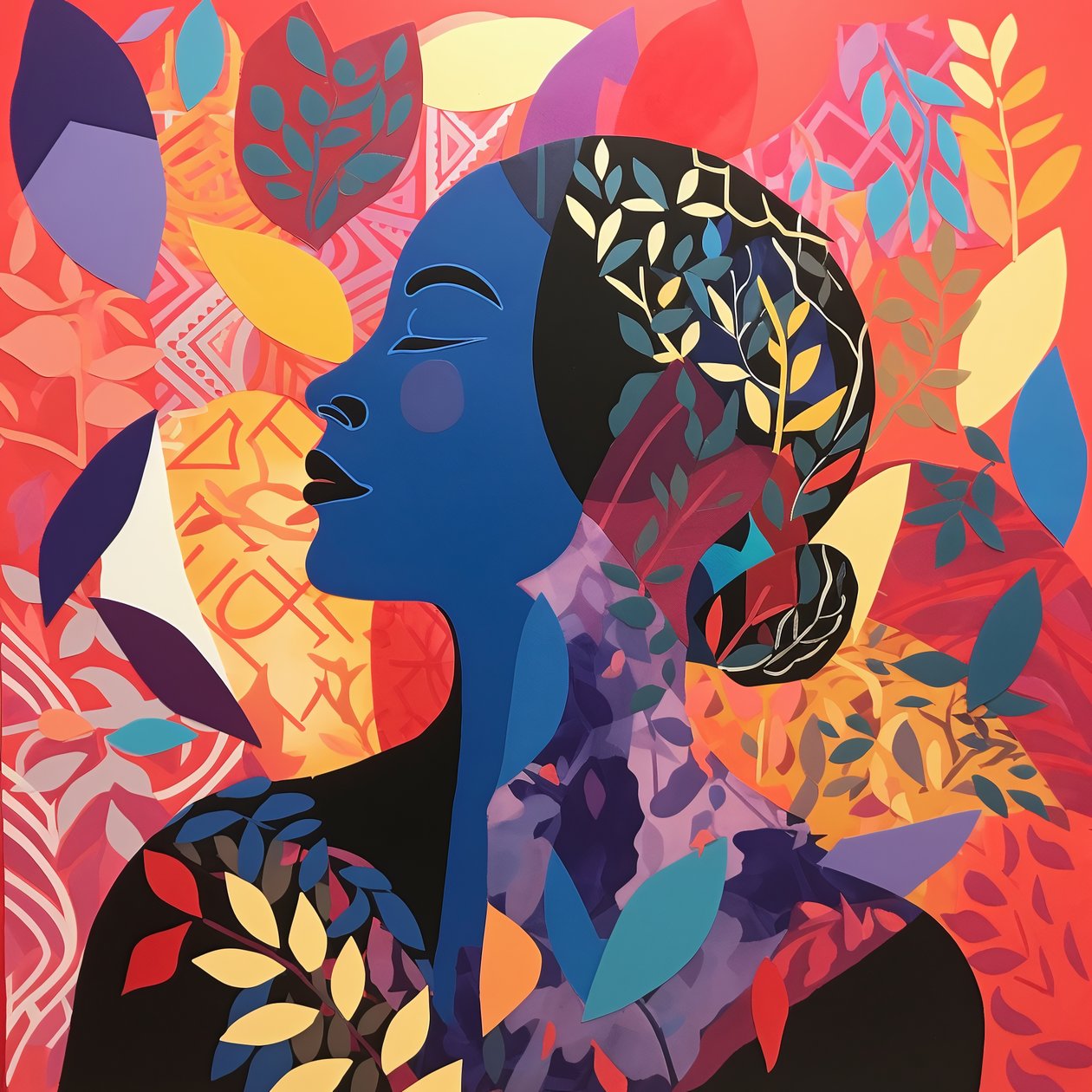 Henri Matisse stil collage konst till salu väggdekoration, canvas konsttryck av F. Abderrahim