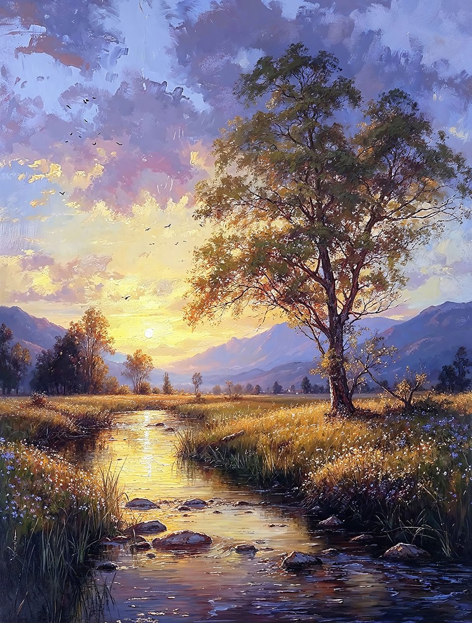 Morgonlandskap soluppgång över bergen, online canvas tryck av F. Abderrahim