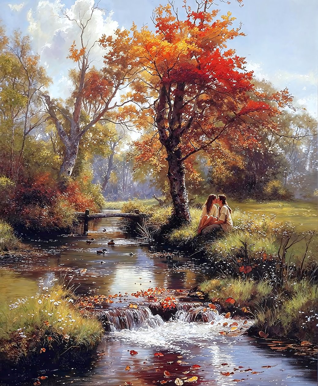 En romantisk målning mitt i den pittoreska naturen, canvas online av F. Abderrahim