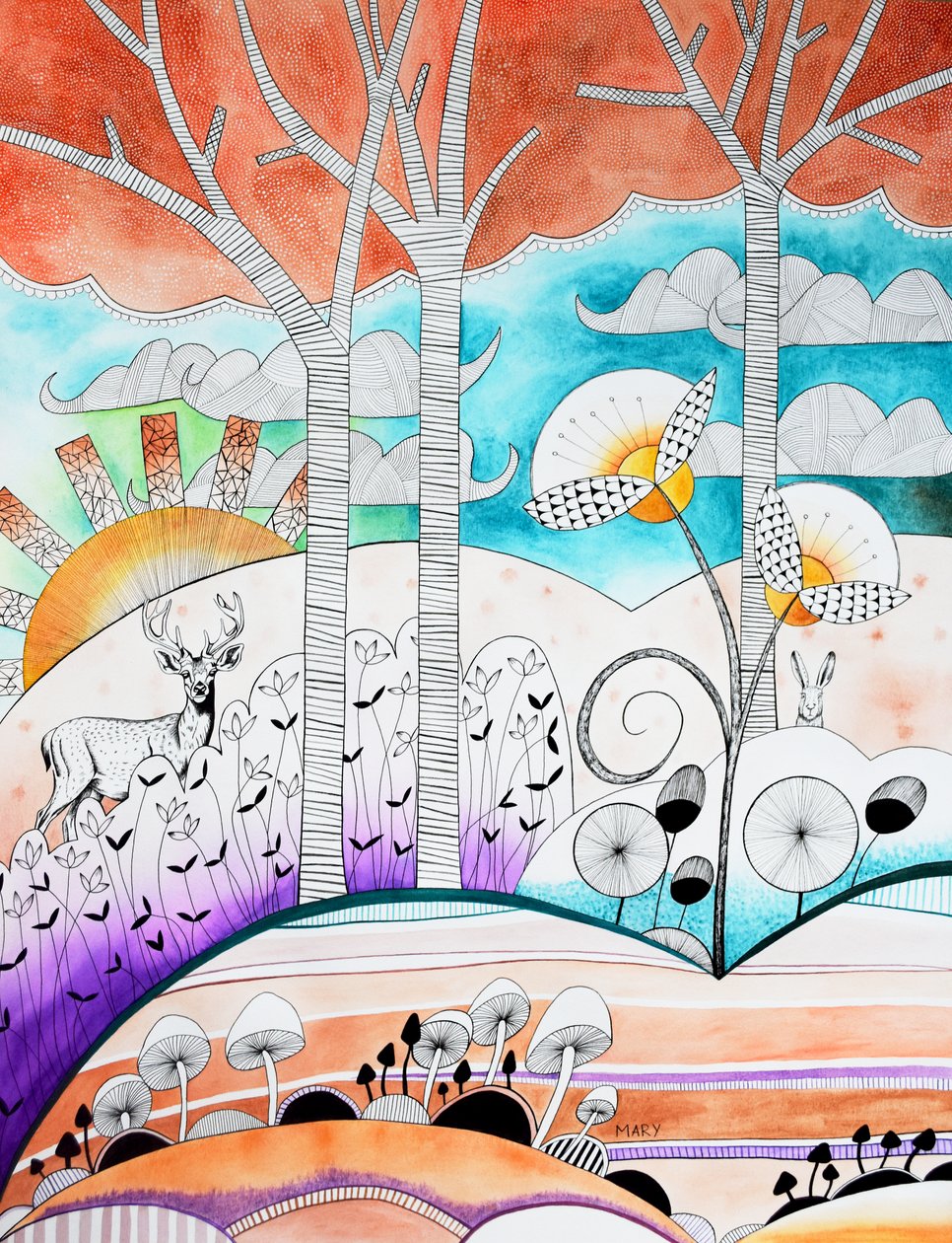 Modern skog av Marys Watercolors