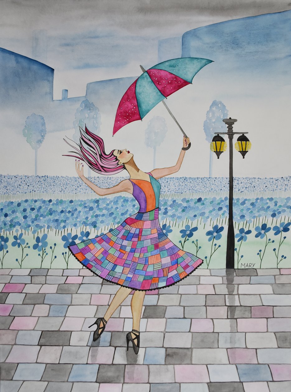 Hon dansar i regnet av Marys Watercolors