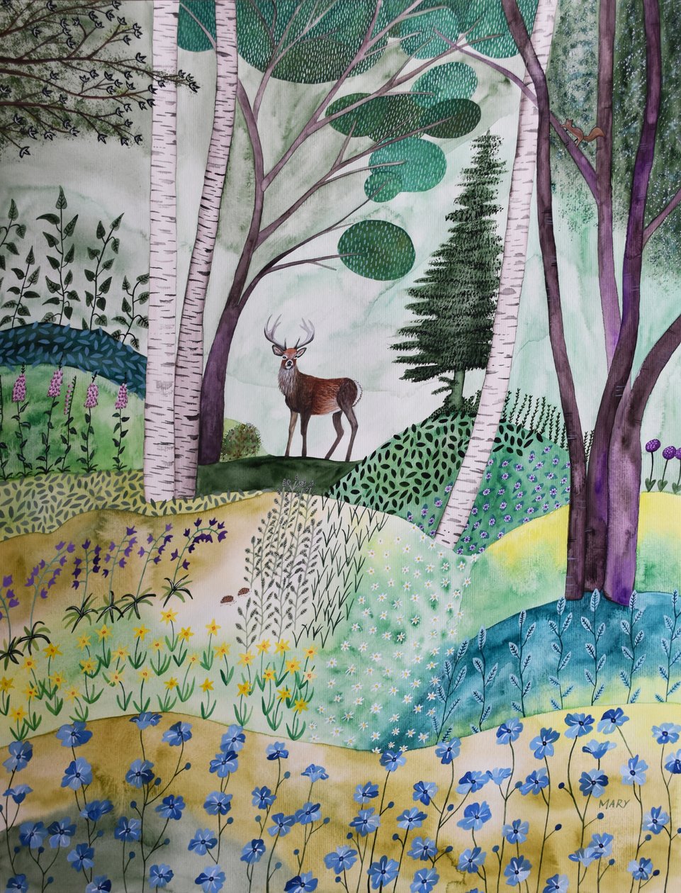Vår i skogen av Marys Watercolors