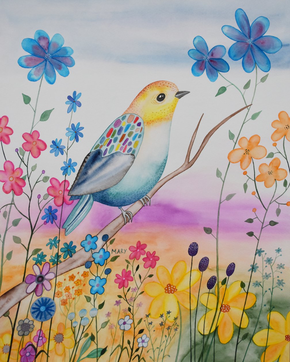 Modern fågel av Marys Watercolors