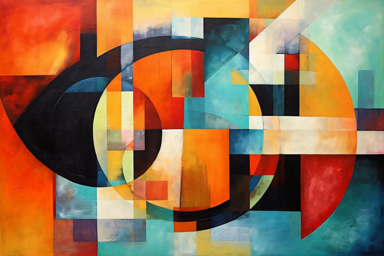 َAbstrakt komposition spiral, ljus mångfärgad, anpassade canvasutskrifter online av F. Abderrahim