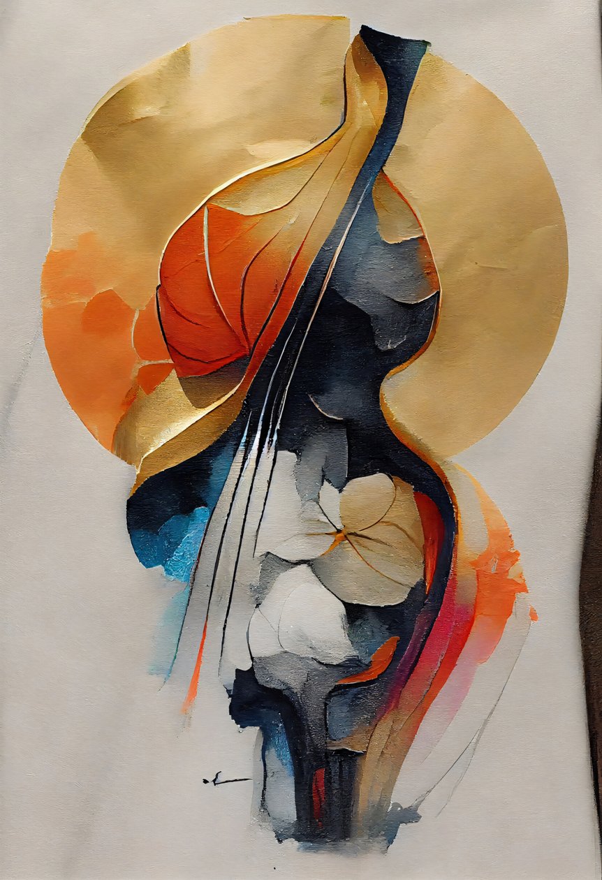 Abstrakt violin väggkonst canvas, inramad väggdekoration tryck av F. Abderrahim