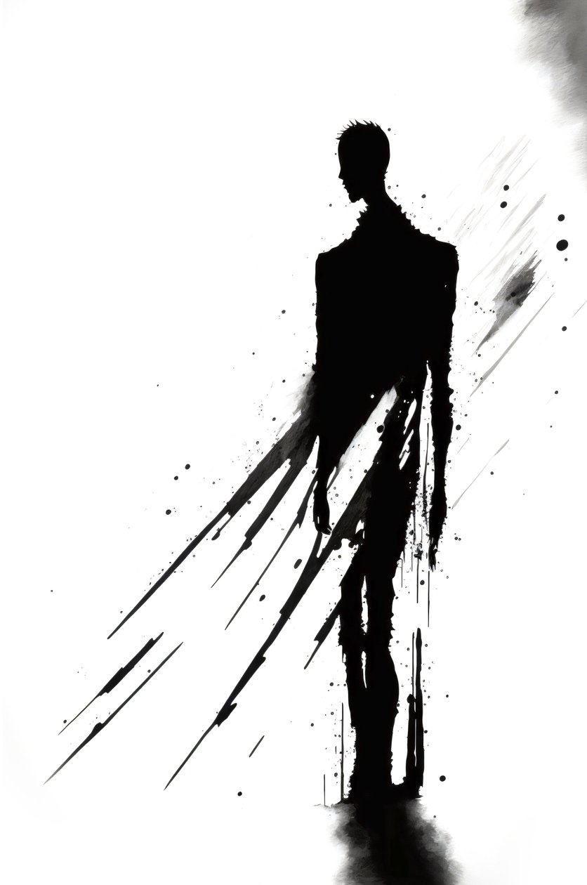 Ensamhet fattigdom depression Abstrakt, svartvit konst, väggdekorationer av F. Abderrahim