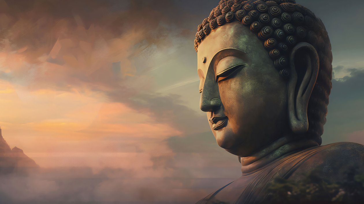Buddhastaty målning till salu, stora canvastavlor, väggram dekoration av F. Abderrahim