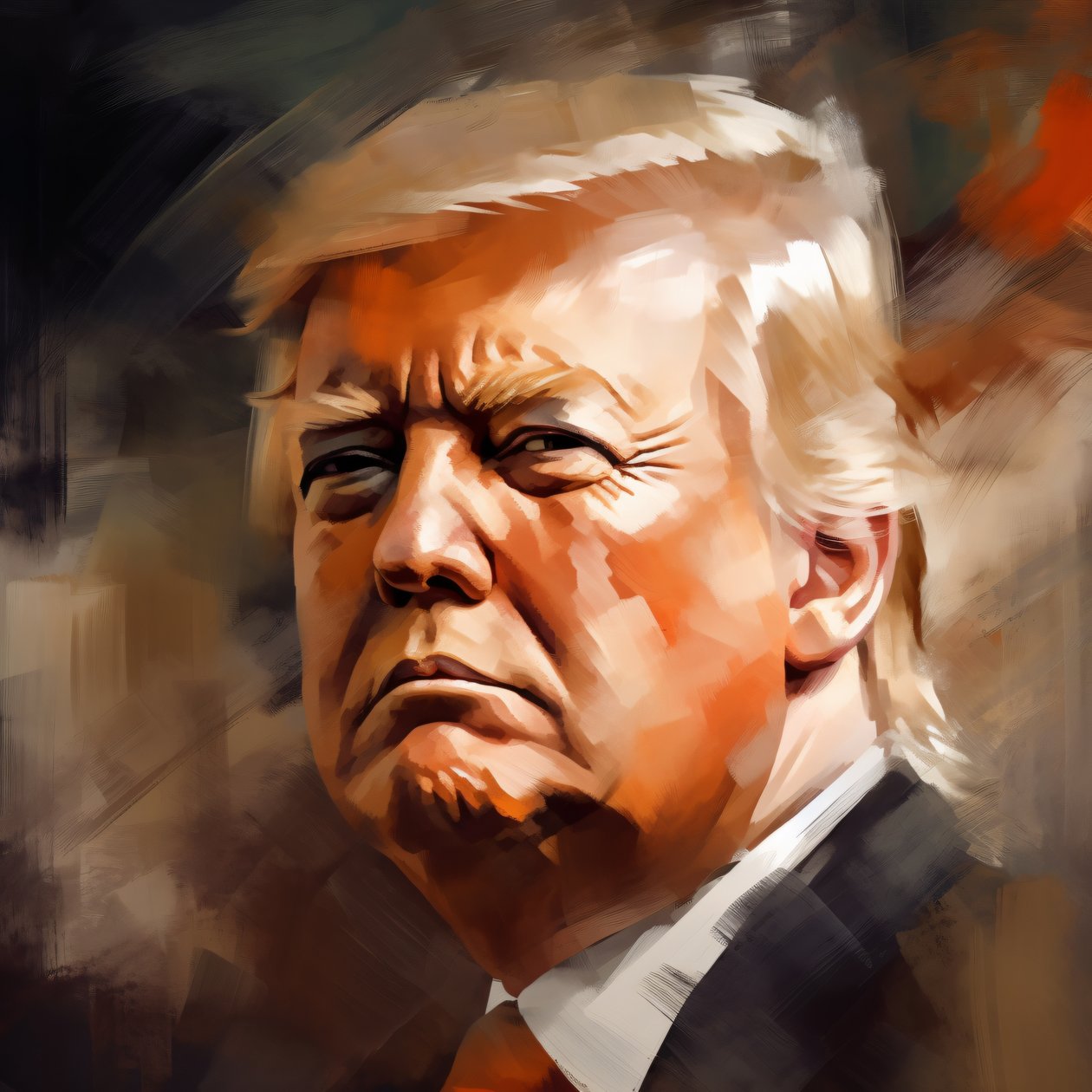 Konstnärligt porträtt av Donald Trump, dekorativ väggkonst | tryck på begäran av F. Abderrahim