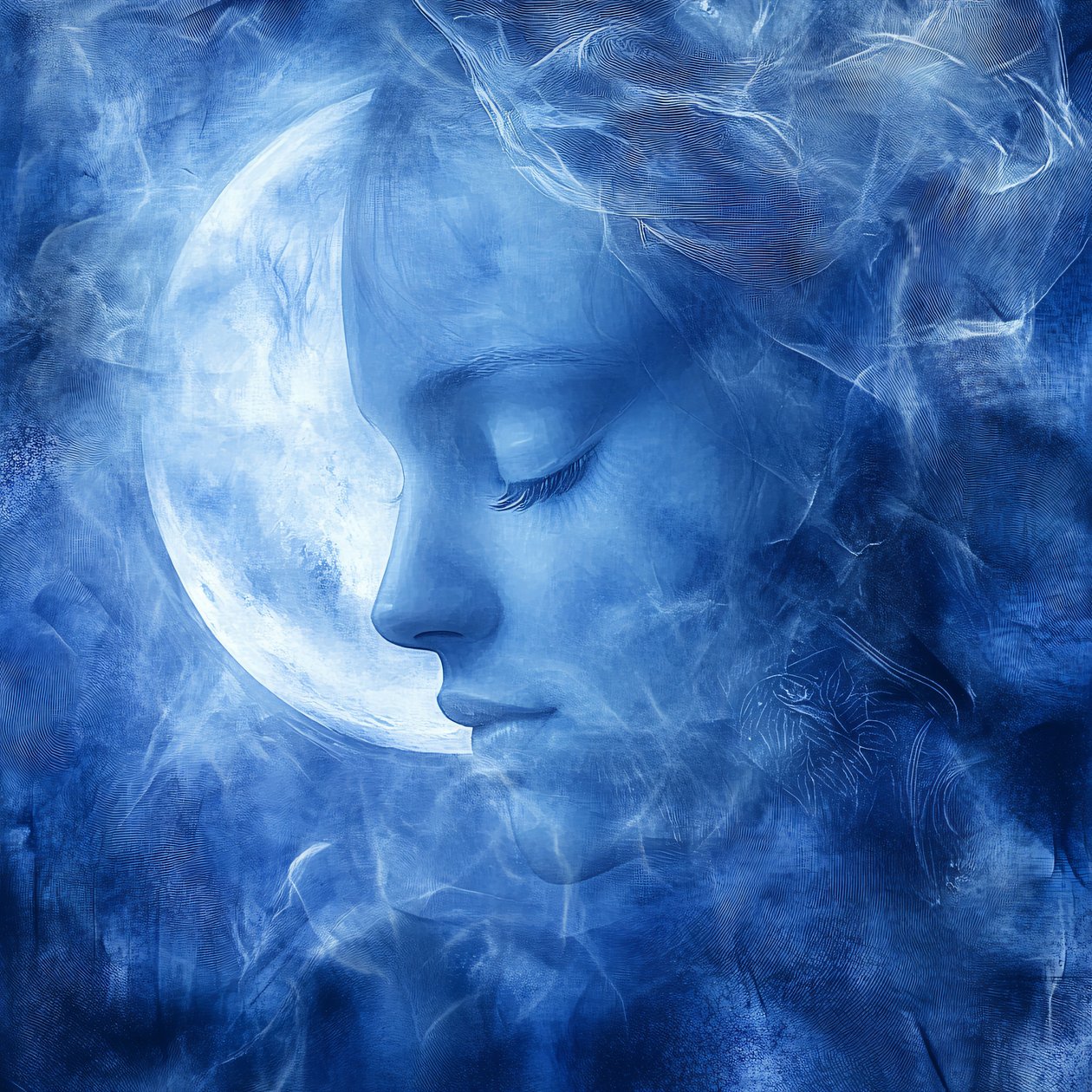 Magnifik Selene Moon viskning isolerad på vit bakgrund, vägg heminredning av F. Abderrahim