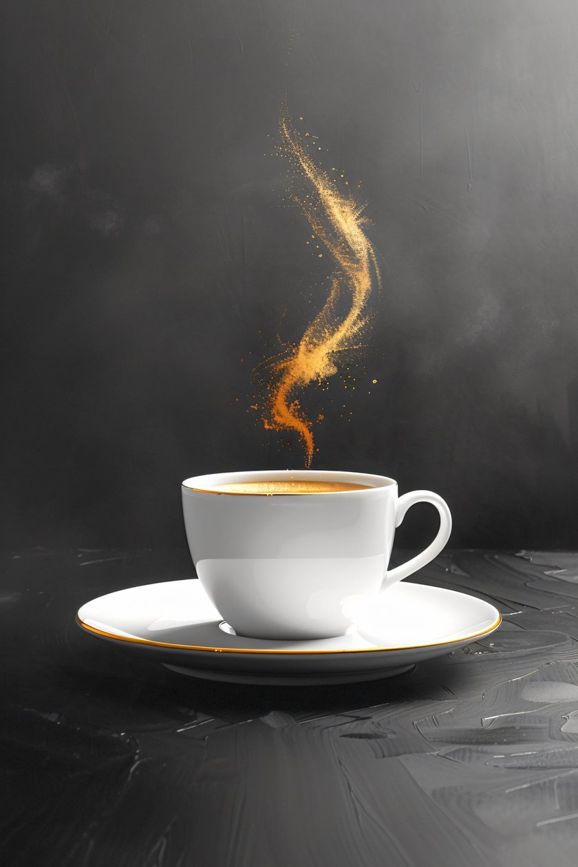 En liten kopp kaffe i enkla drag, väggdekor | print on demand av F. Abderrahim