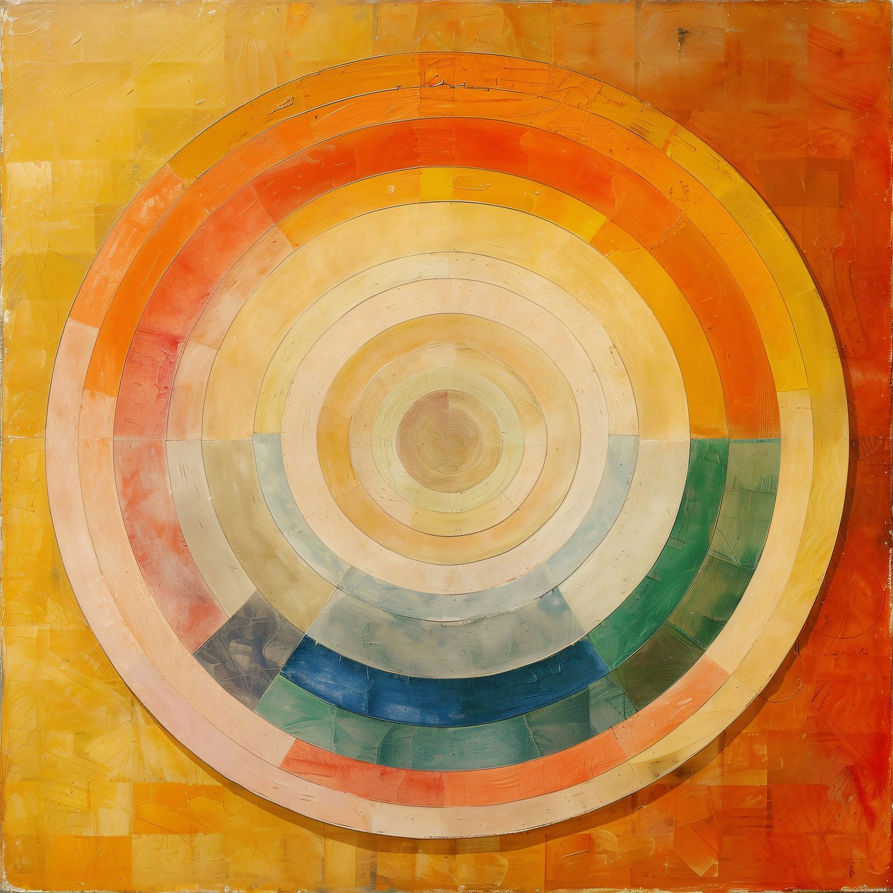 Abstrakt oljemålning, mystisk konst, Hilma af Klint stil, konsttryck online av F. Abderrahim