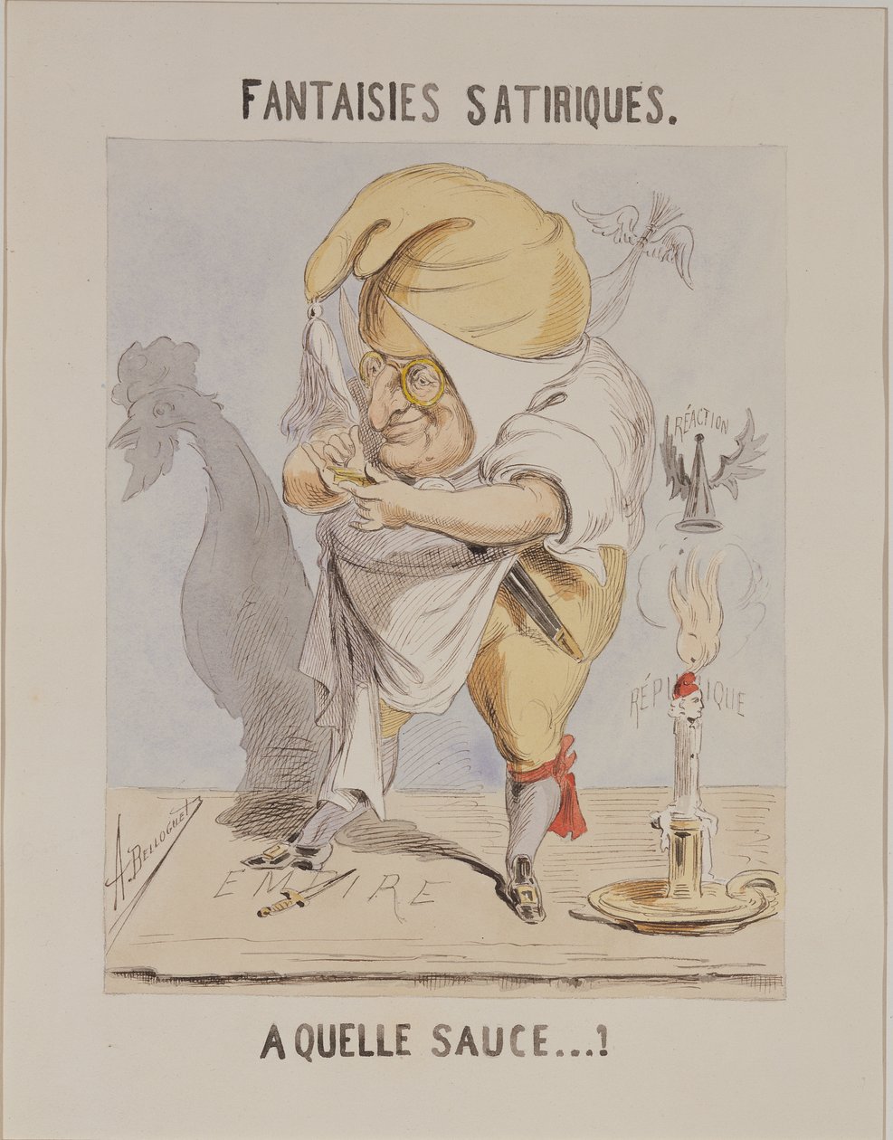 Satiriska fantasier, karikatyr av Adolphe Thiers (1797-1877) av A. Belloguet