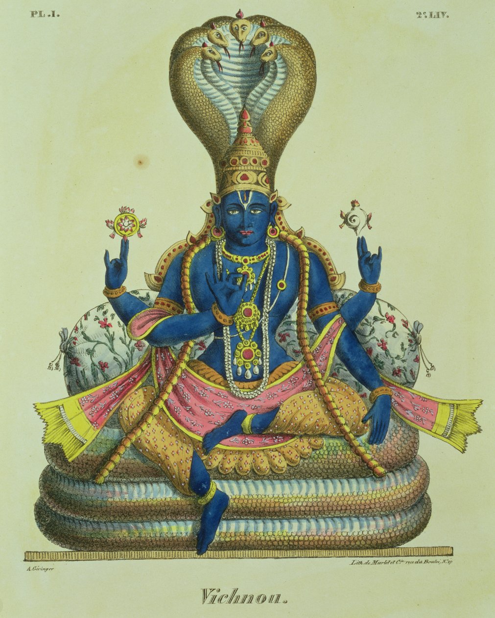 Vishnu, graverad av de Marlet av A. Geringer