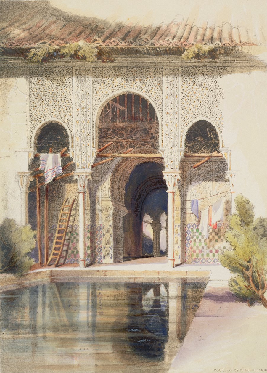 The Court of Myrtles, Alhambra, mitten av 1800-talet av A. Margaretta Burr
