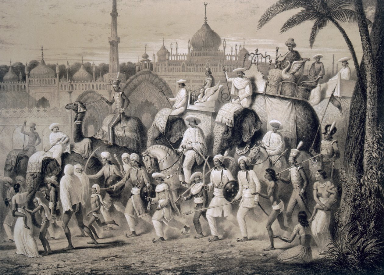 Lucknow, huvudgatan, från "Voyages in India", 1859 av A. Soltykoff