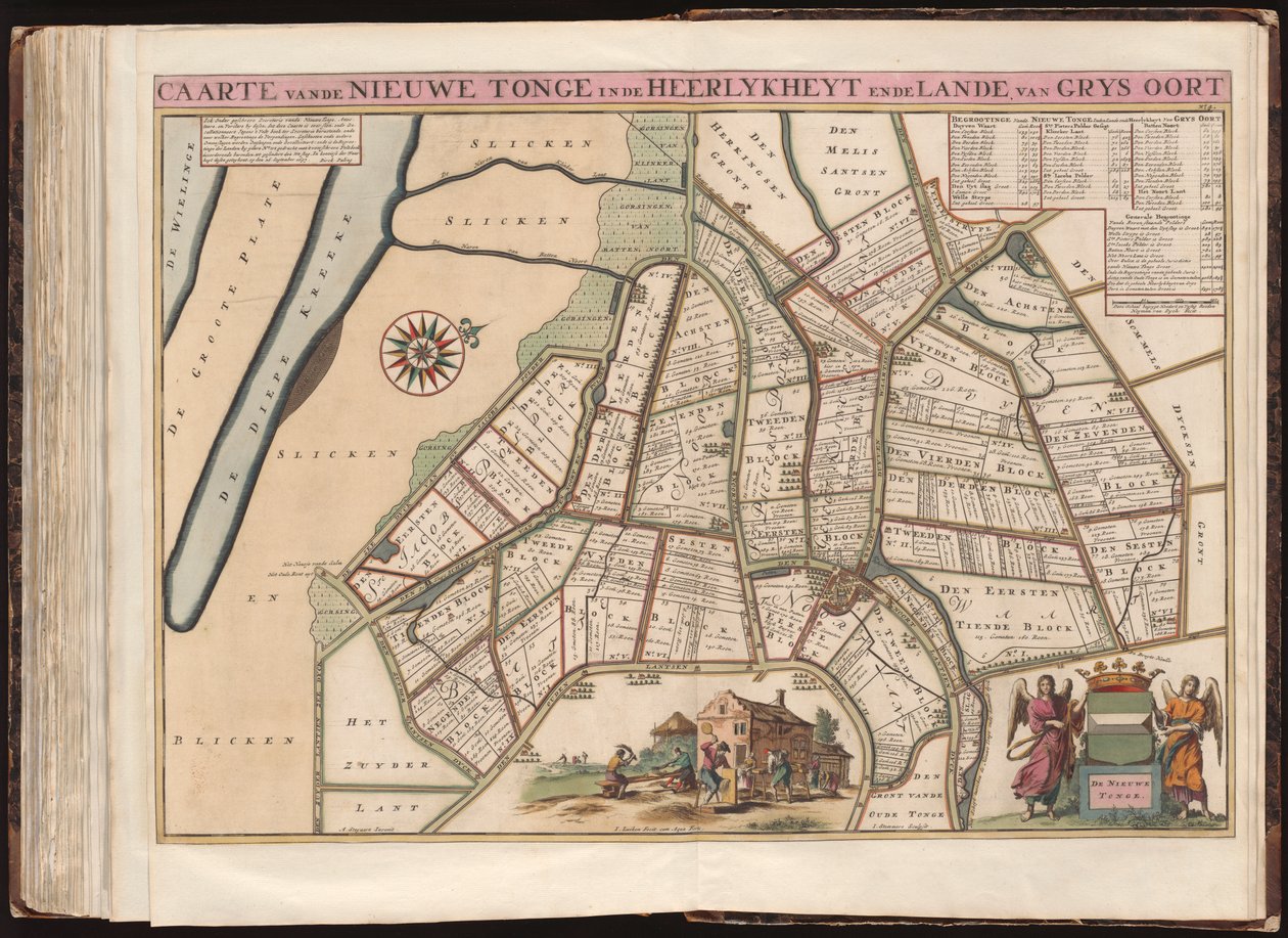 Caarte vande Nieuwe Tonge inde heerlykheyt ende lande van Grys Oort / Heyman van Dyck fecit ; A. Steyaart invenit ; I. Luiken fecit cum aqua forti ; I. Stemmers sculpsit av A. Steyaart Heyman van Dyck