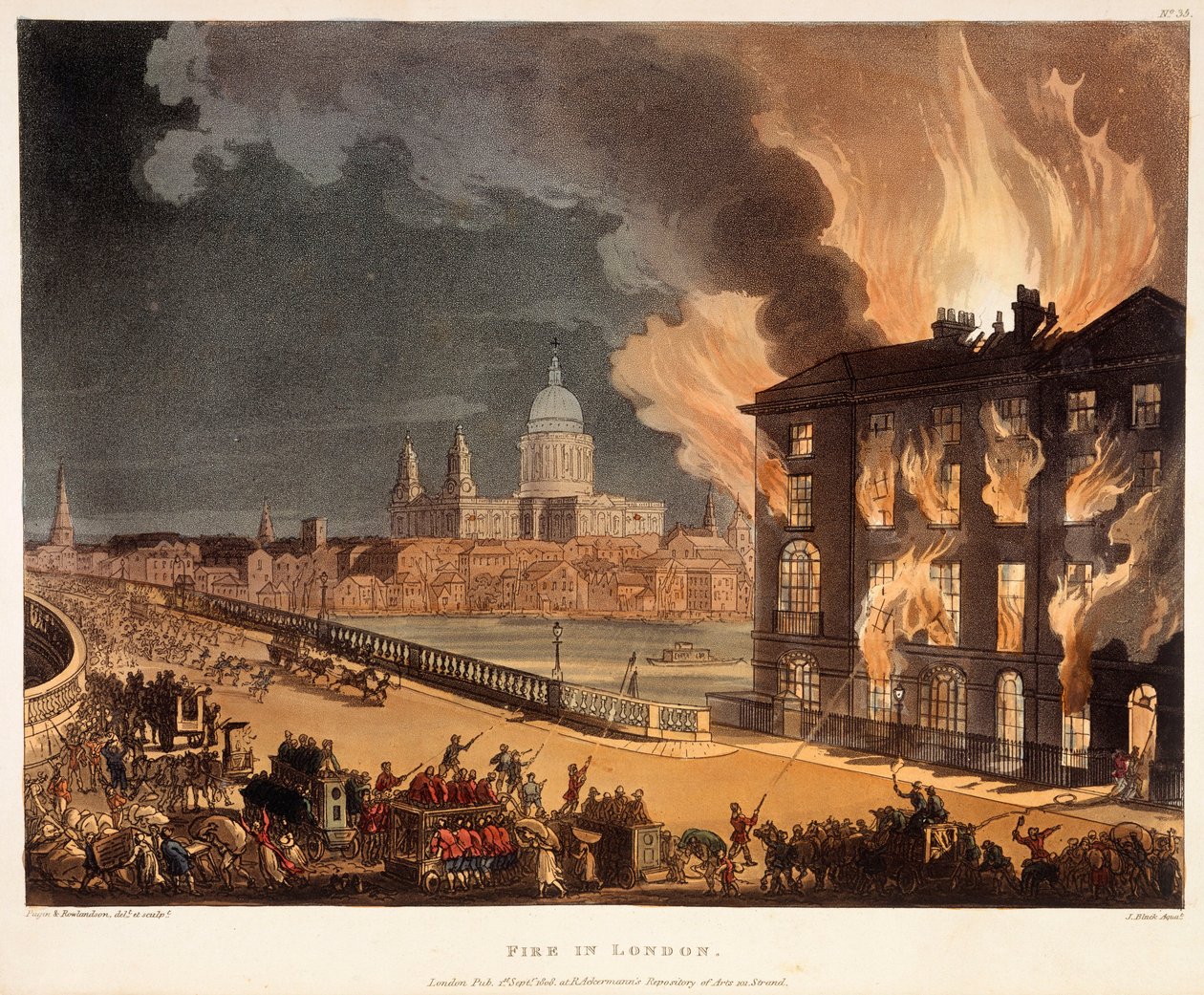 Brand i London av A.C., Rowlandson, Pugin