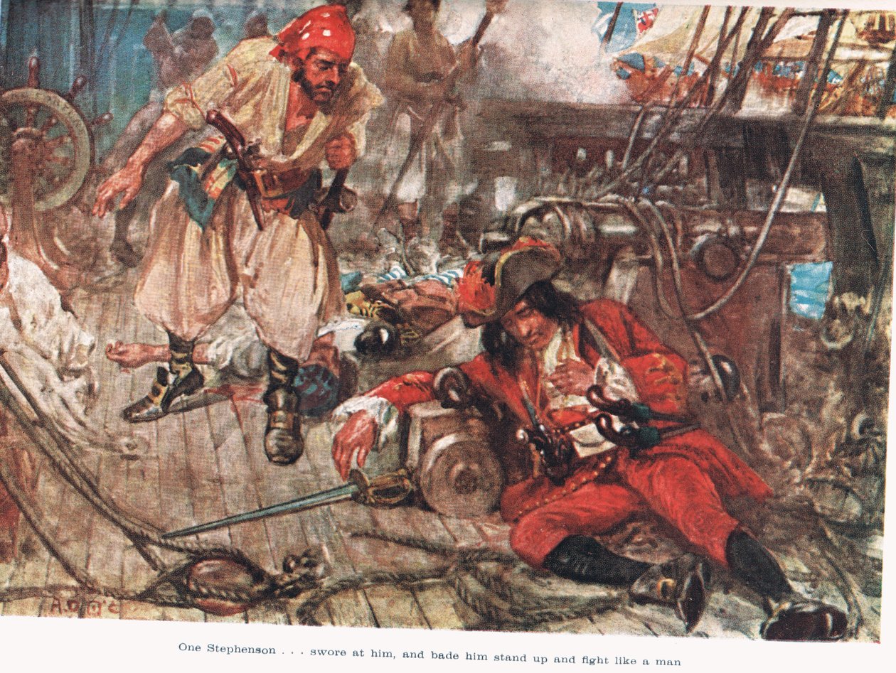 En Stephenson...bjöd honom att stå upp och slåss som en man, illustration från 