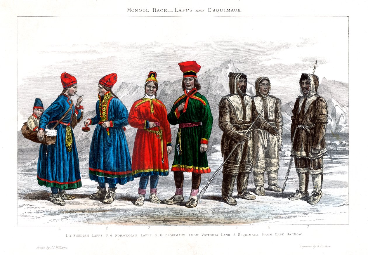 Mongoliska rasen, lappar och eskimåer, 1800-1900. av A. Portier