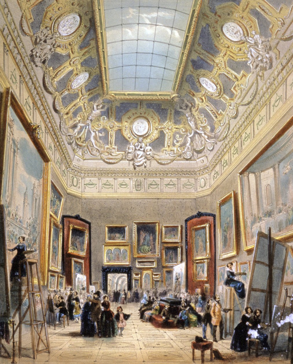 Studiedag vid Louvren, ca 1850 (litografi) av A Provost