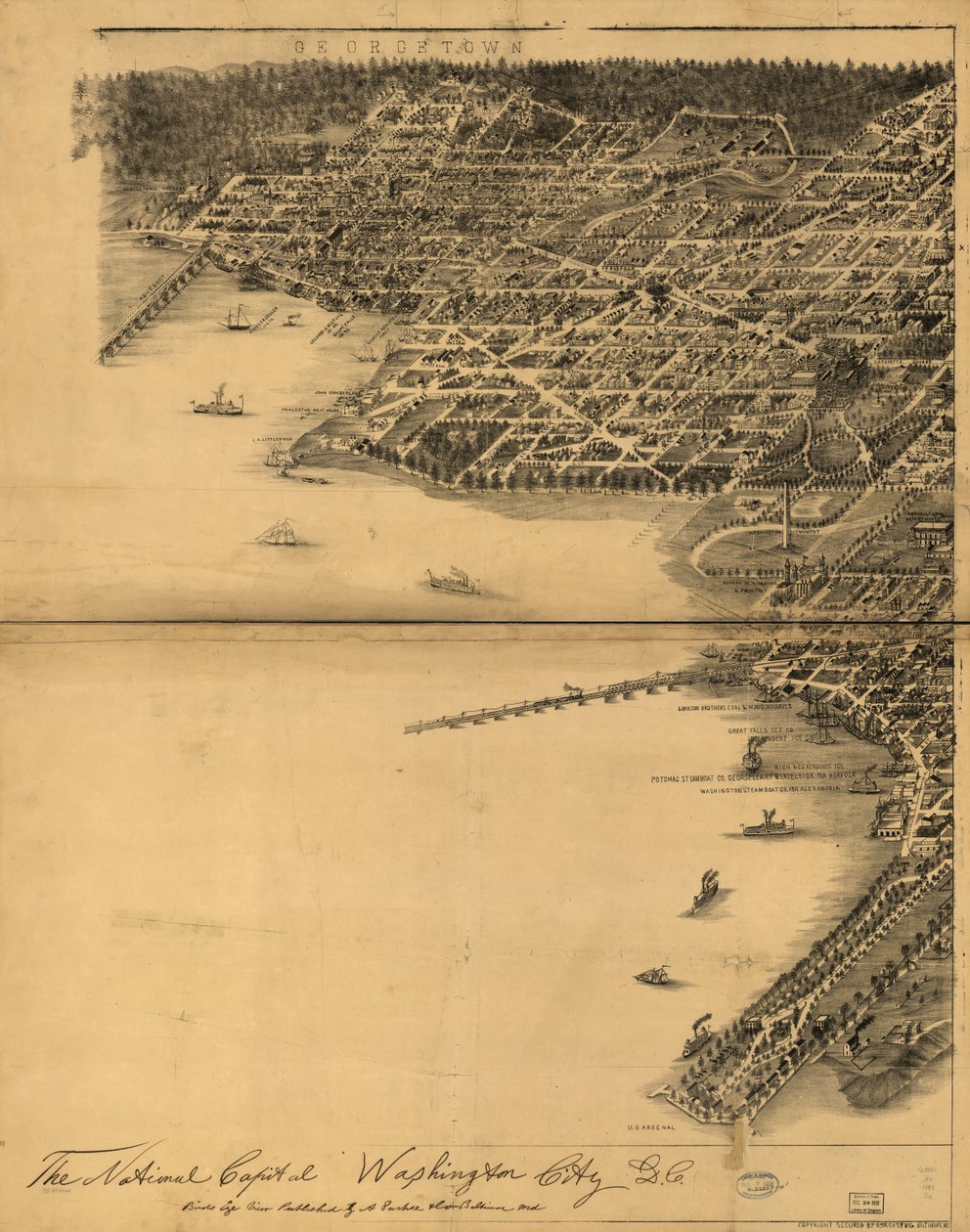 Den nationella huvudstaden, Washington City, D.C. av A. Sachse and Co.