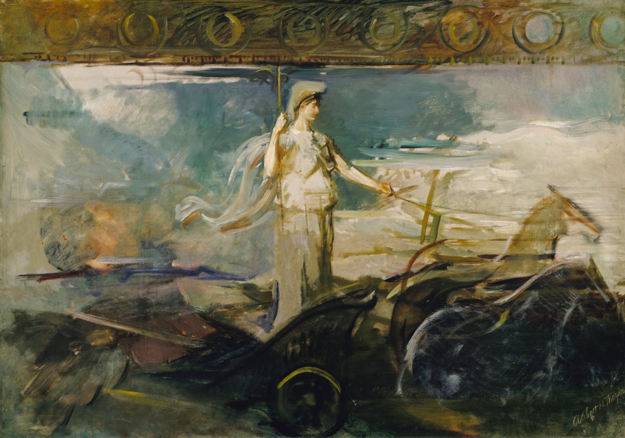 Minerva i en vagn, ca. 1894. av Abbott Handerson Thayer
