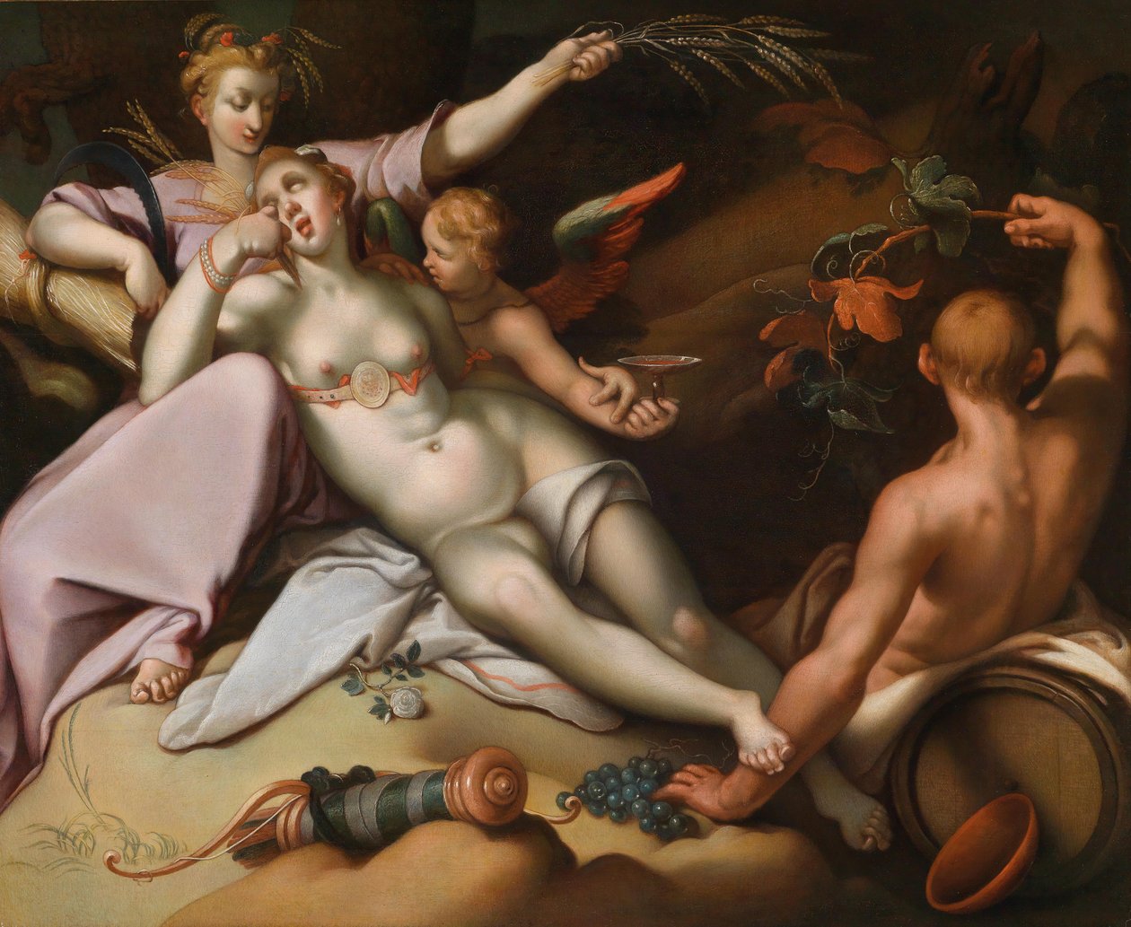 Utan Bacchus och Venus fryser Venus av Abraham Bloemaert