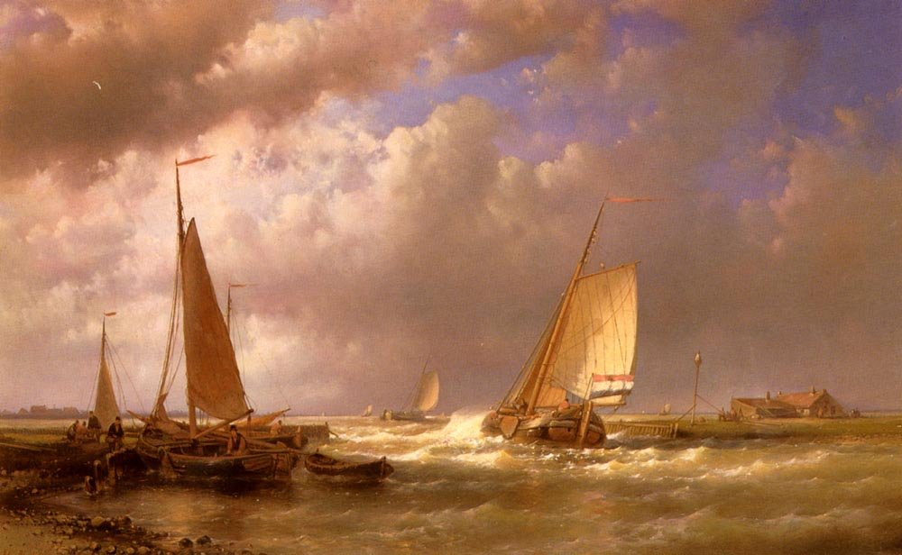 Dutch Barges At The Mouth Of An Estuary av Abraham Hulk