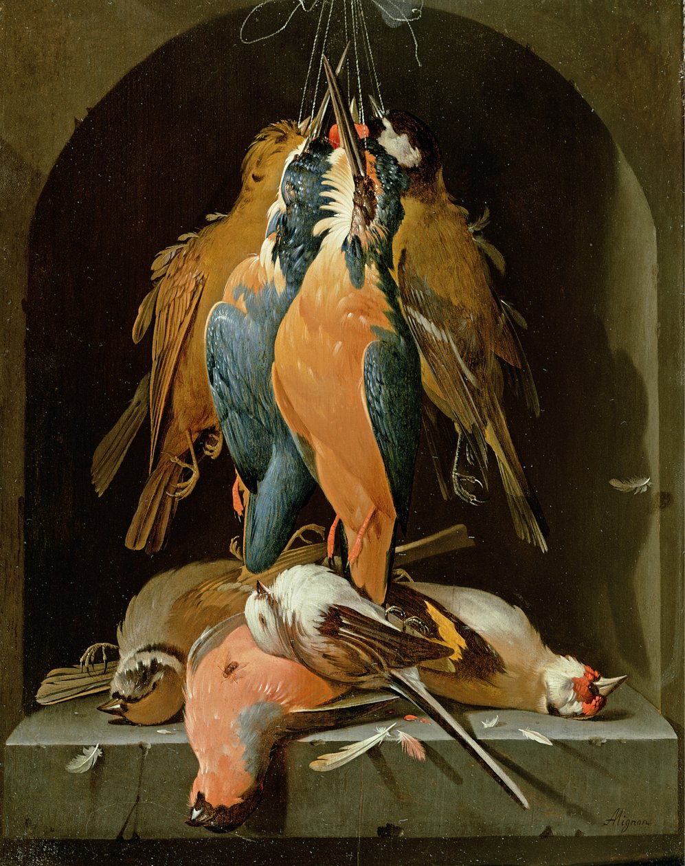 Stilleben av fåglar av Abraham Mignon