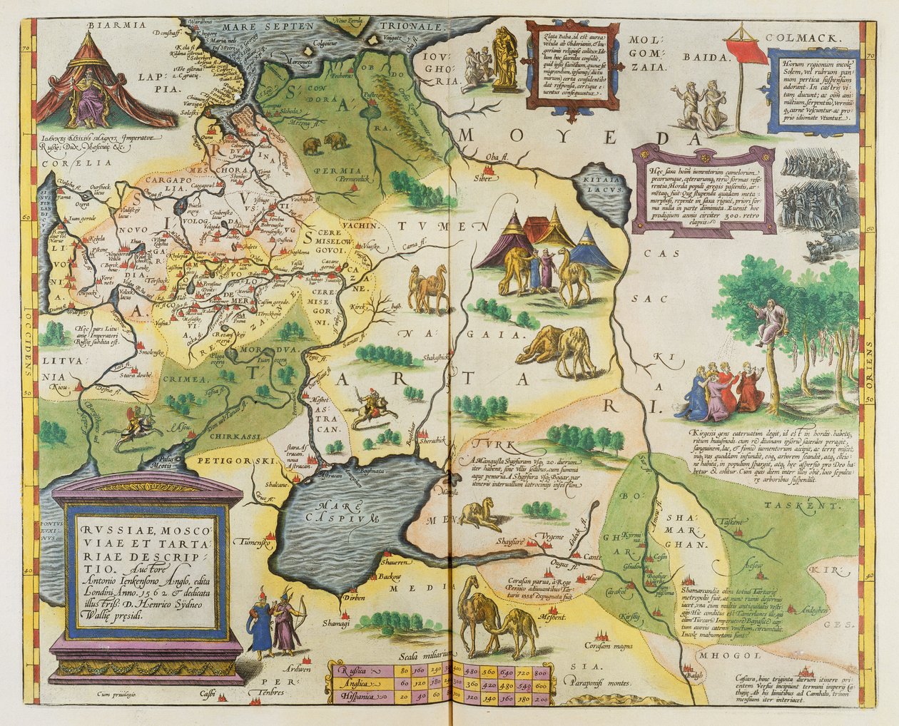 Karta över det ryska imperiet, 1588 (handkolorerat gravyr) av Abraham Ortelius