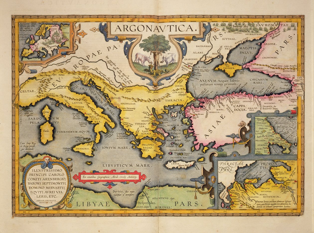 Karta över Argonauternas resa, från "Theatrum Orbis Terrarum", 1603 av Abraham Ortelius