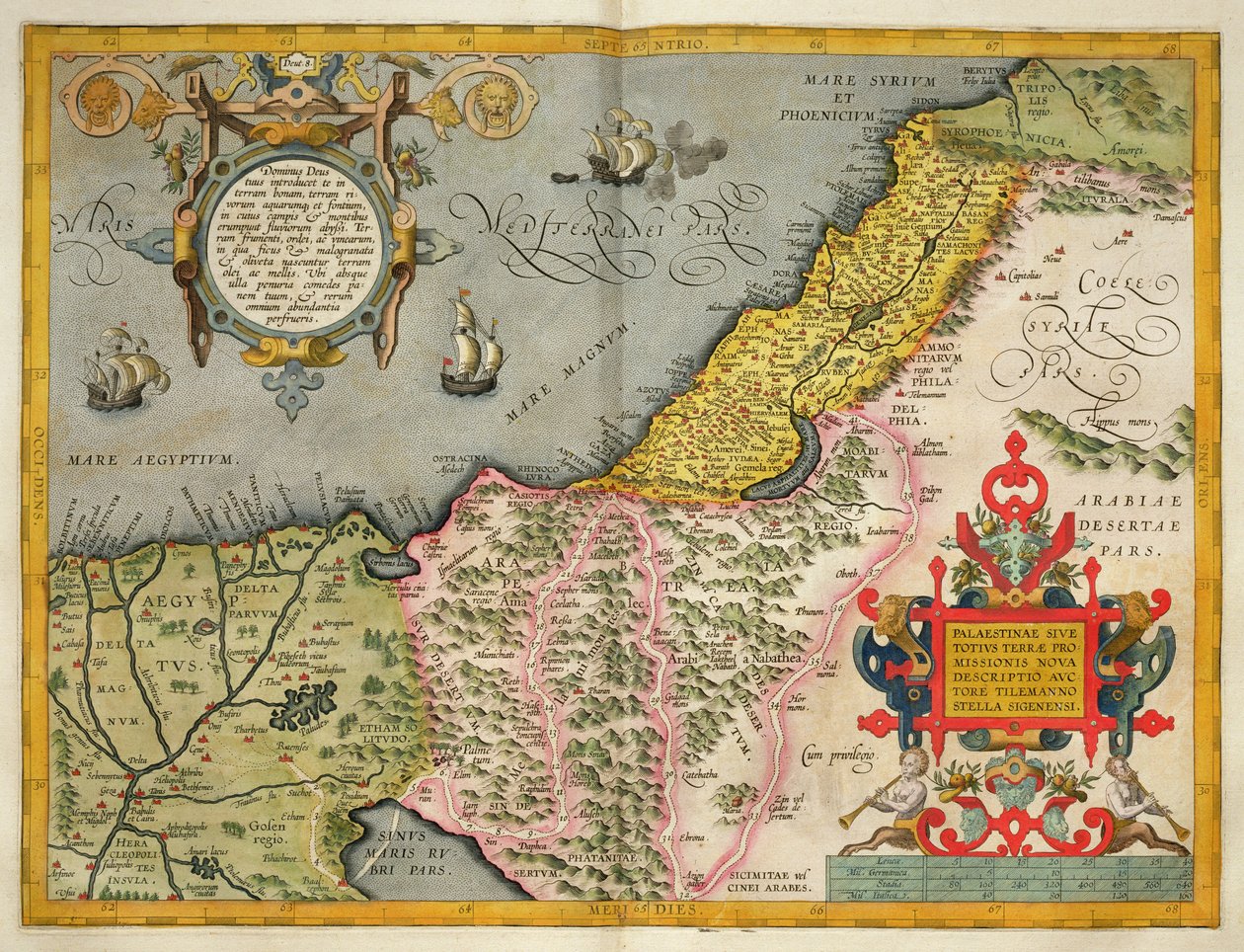 Palestina och det utlovade landet, från "Theatrum Orbis Terrarum", 1603 av Abraham Ortelius